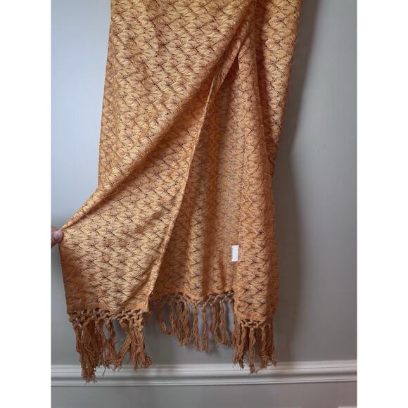 Ramy Brook Gaia Fringe Swim Cover-Up Skirt S Orange/Gold Elastic Waist Pull On - Picture 8 of 16